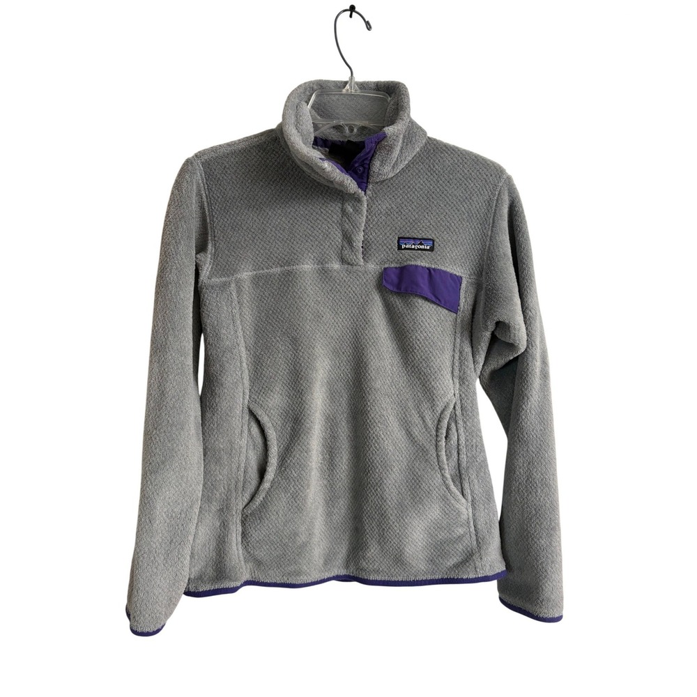 Patagonia Re-Tool‎ Snap-T Fleece Pullover Womens Medium Grey Purple Polartec